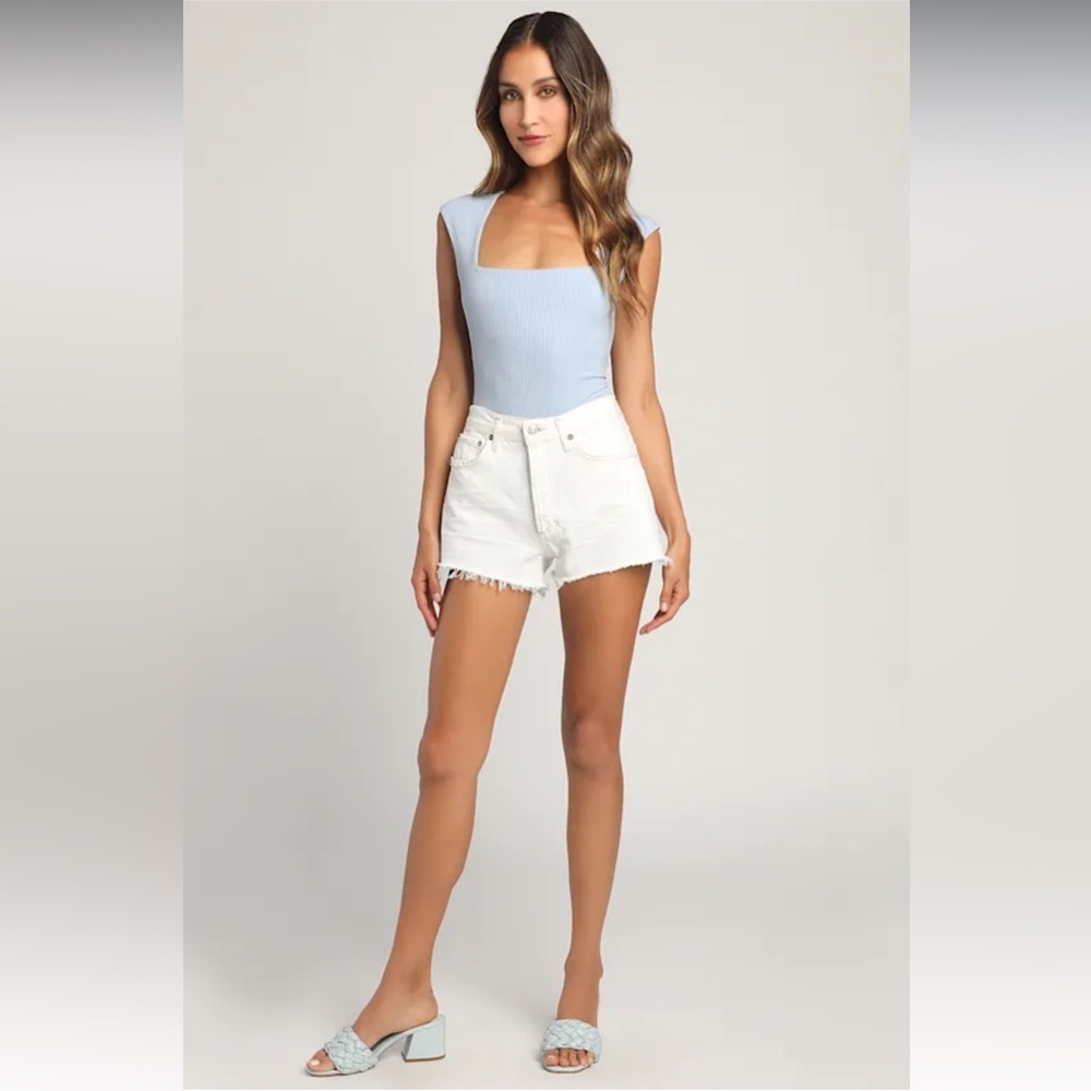 Lulu's Sky Blue Ribbed Tank Top - Picture 3 of 7